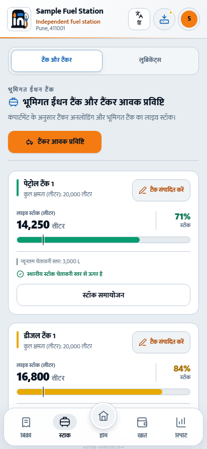 स्टॉक: टैंक व टैंकर और लुब्रिकेंट